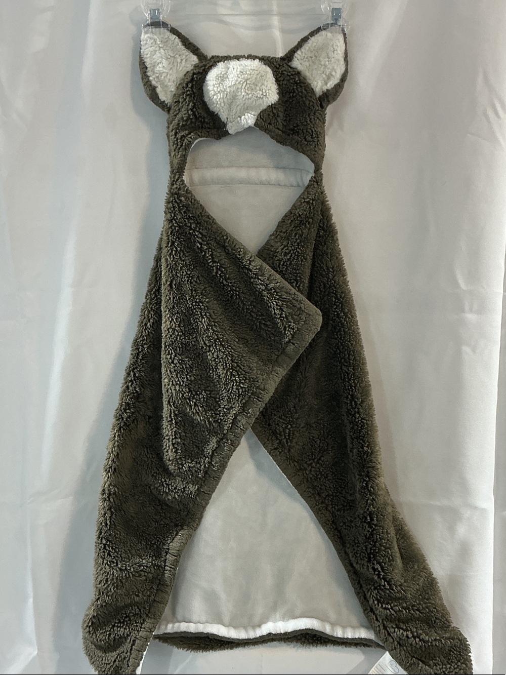 Kids Plush Hooded Animal Wrap Robe - Dark Gray
